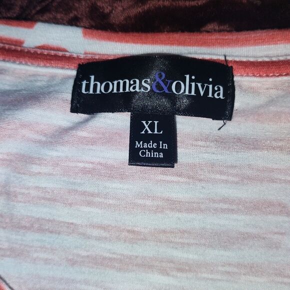 Thomas & Olivia Red and Blue Boxy Relaxed T-Shirt - Picture 11 of 11